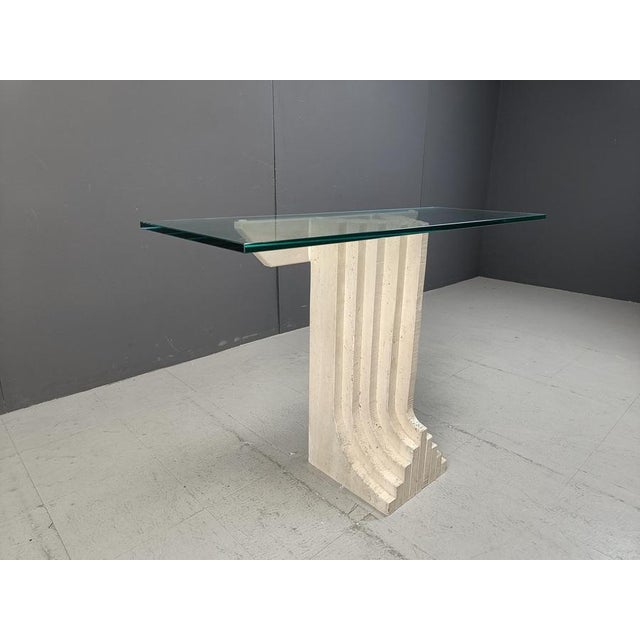 Vintage Travertine Console Table in the manner of Carlo Scarpa, 1970s For Sale - Image 10 of 12