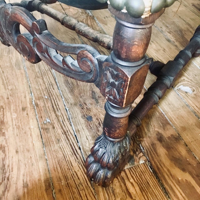Antique Oak Tapestry Arm Chair | Chairish