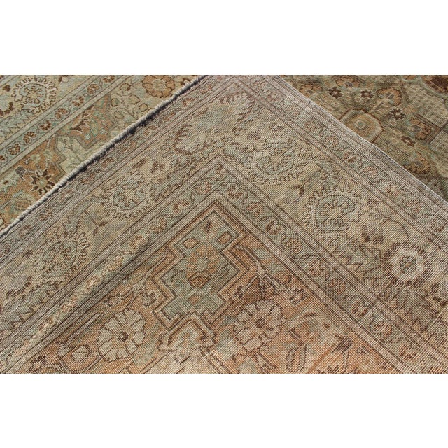 Fine Medallion Antique Tabriz Rug in Blue, Brown, Cream Tones 4′10″ × 7′4″ For Sale In Atlanta - Image 6 of 7