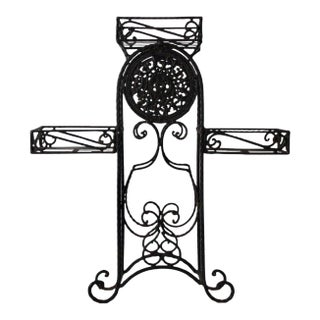 Vintage Ornate Foldable Wrought Iron Plant Stand For Sale