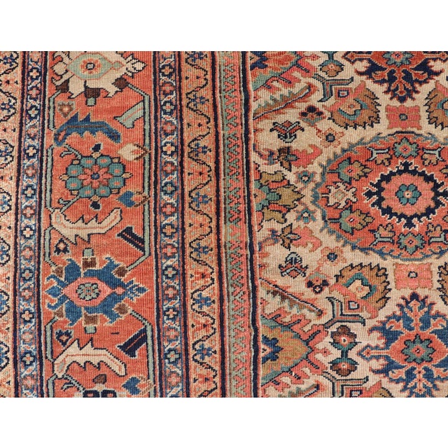 Antique Persian Sultanabad Rug With All Over Sub Geometric Design on Ivory Field 8'6" X11'8" For Sale In Atlanta - Image 6 of 11