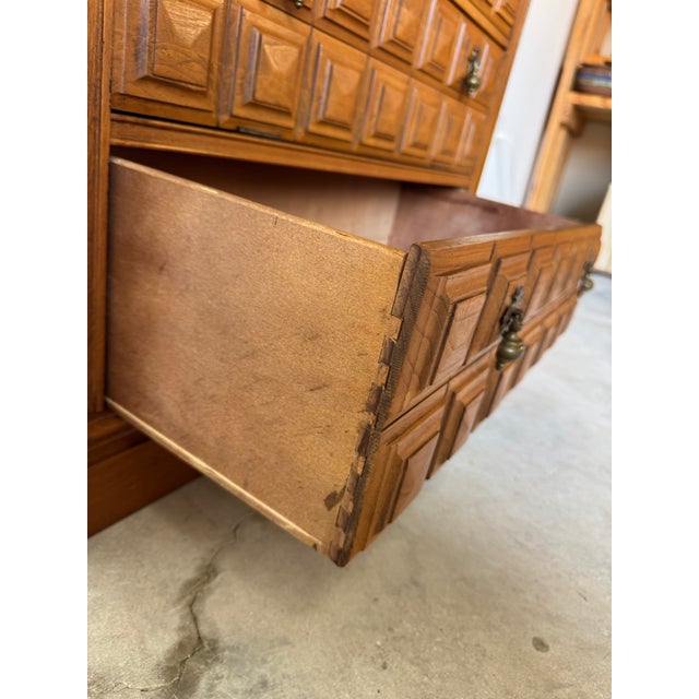 1970’s Vintage Paneled Front Wood Small Bar Cabinet With Marble Top For Sale In Miami - Image 6 of 12