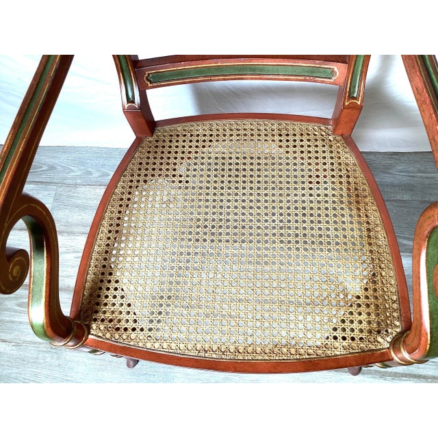 Smith and Watson Hand Painted Regency Arm Chair with Caned Seat For Sale In Philadelphia - Image 6 of 13
