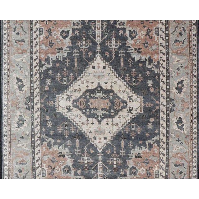 Modern Modern Oushak With Botanical Design in by Keivan Woven Arts For Sale - Image 3 of 13
