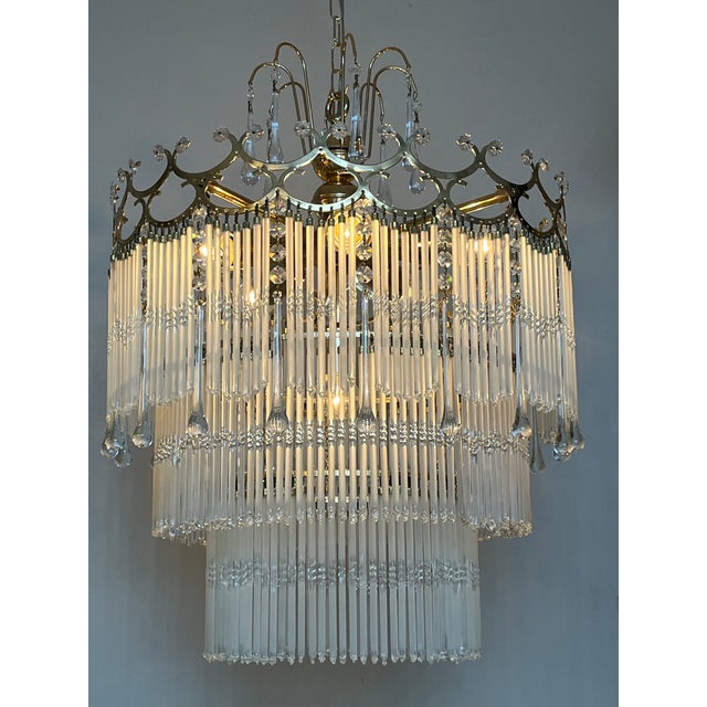 Vintage Opaline Teardrop Rod Chandelier, 1970s For Sale - Image 3 of 18