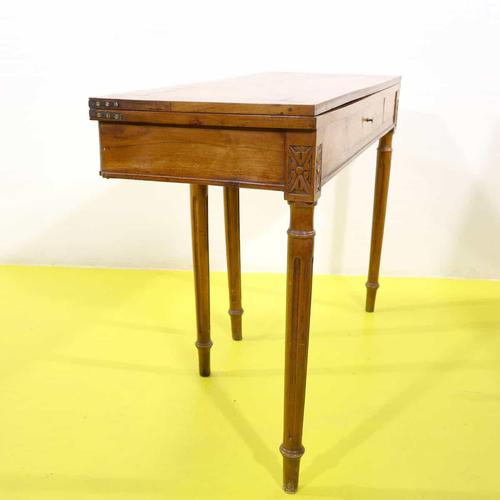 Wooden Game Table with Drawer and Geometric Carvings For Sale - Image 9 of 16