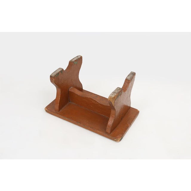 Low French Rustic Church Stool in Terracotta Painted Wood, 1890s For Sale - Image 10 of 11