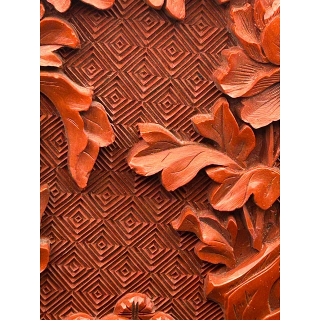 Chinese Vintage Chinese Cinnabar Decorative Display Plate For Sale - Image 3 of 5