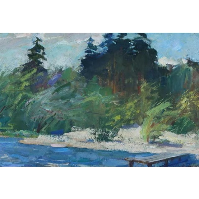 Rustic European Vintage River Landscape Oil Painting, Ukrainian Art, 1978 80-120 For Sale - Image 3 of 6