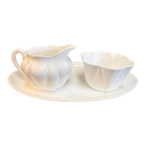 1950s English Creamer and Sugar Bowl on Platter by Shelley- 3 Pieces