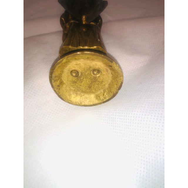 1940s Vintage Brass Belgique Dutch Giril With Gathering Basket Figurine For Sale - Image 5 of 6