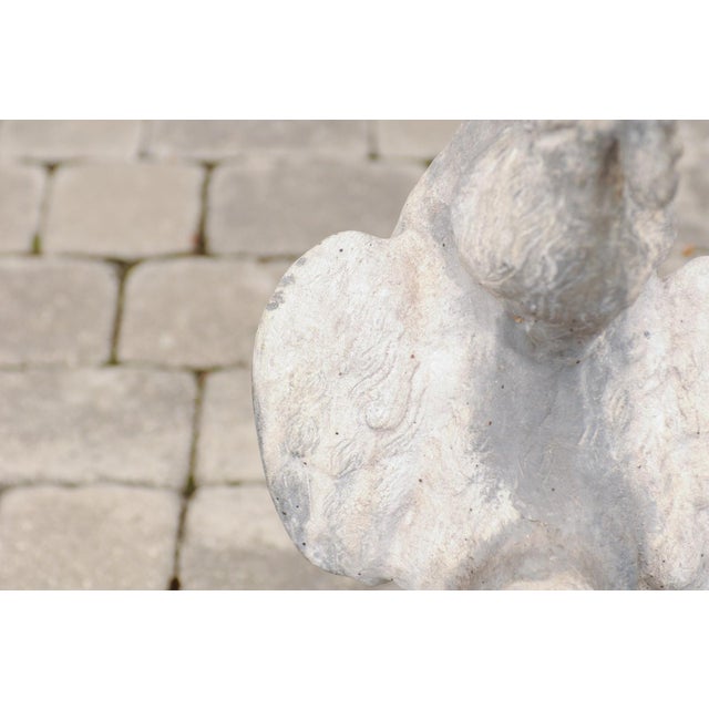 French Painted Lead Lifesize Crowing Rooster Sculpture on Base, circa 1920 For Sale - Image 4 of 12