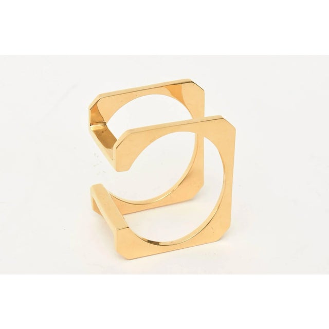 Vintage Gold Plated Sculptural and Architectural Modernist Cuff Bracelet For Sale In Miami - Image 6 of 10
