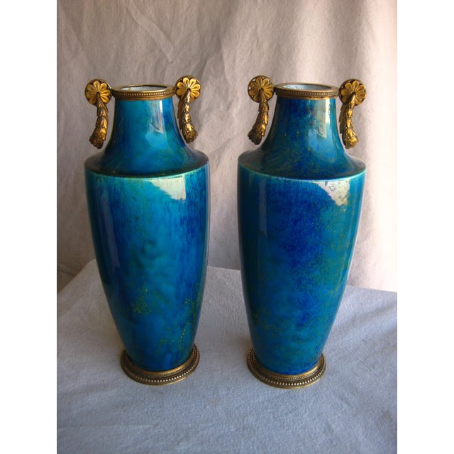 French Late 19th Century Sevres Paul Milet Pair of Vases For Sale - Image 3 of 11