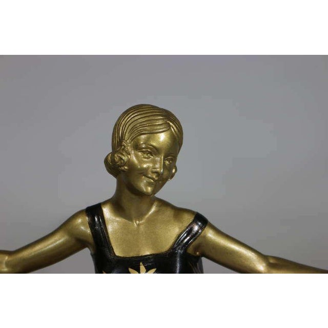 1920s Art Deco Patinated Bronze Sculpture of Lovely Seated Lady With German Shepherds For Sale - Image 5 of 7