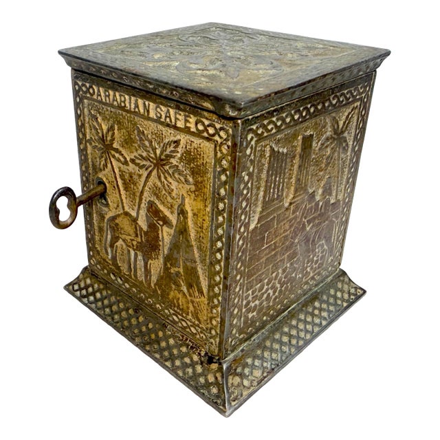 Rare Antique Kyser & Rex Arabian 1882 Cast Iron Still Bank Safe Relief Detail For Sale