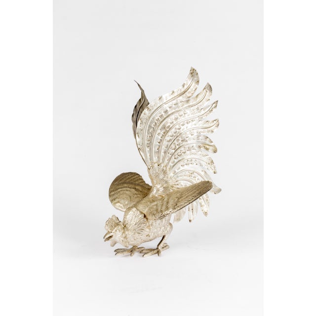 Vintage Italian Silver Plated Fighting Roosters, 1960, Set of 2 For Sale - Image 12 of 18