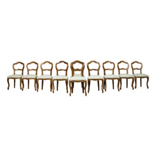 Set of 10 Antique French Louis Philippe Walnut Dining Chairs, Late 19th Century For Sale