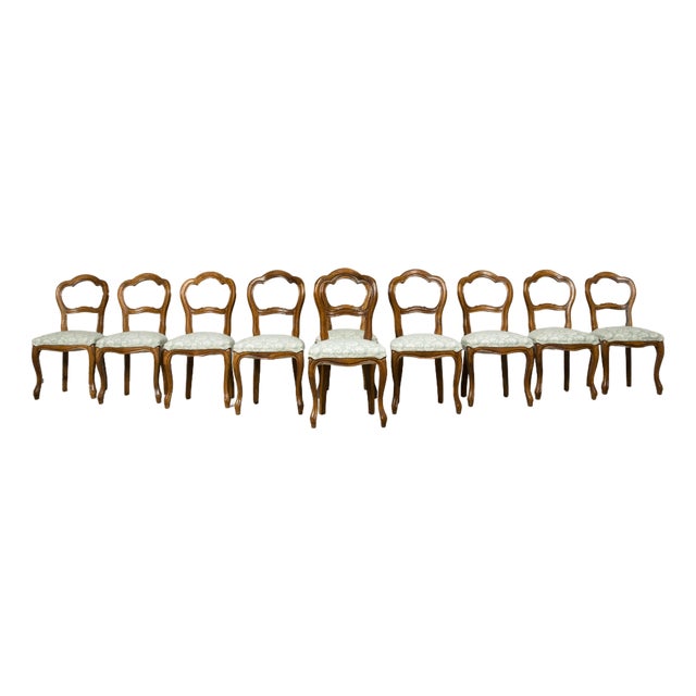 Set of 10 Antique French Louis Philippe Walnut Dining Chairs, Late 19th Century For Sale