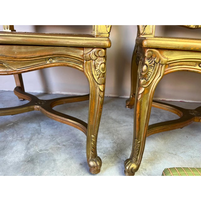 Hollywood Regency French Louis XV - Style Cane Back & Seat Armchairs - A Pair/ Sold For Sale - Image 9 of 12