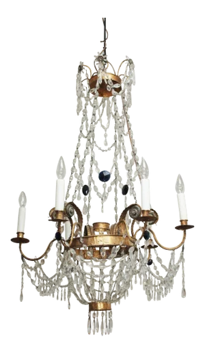 Early 19th Century Tuscan Gilt Tole and Crystal Chandelier