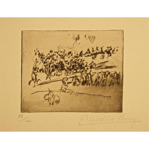 Etching and drypoint on paper. from the collection "Croquis du front Italien" - Album I. Hand signed and numbered. Edition...