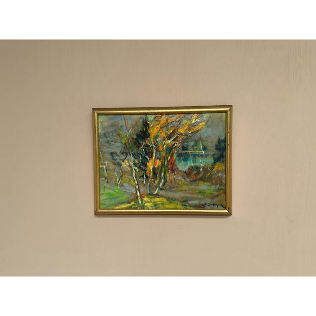 Mid-Century Modern Curt Selmer, Autumn Landscape, 1950s, Oil on Panel, Framed For Sale - Image 3 of 18