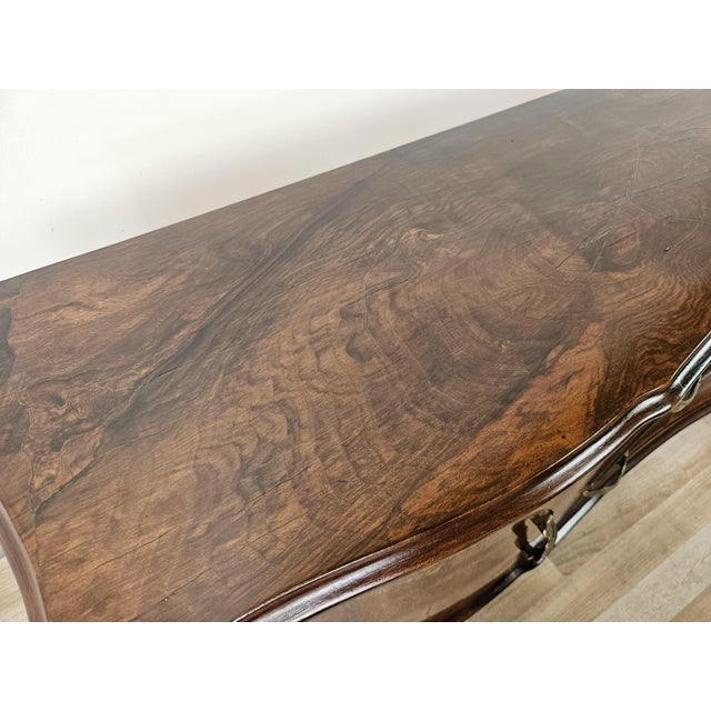 1940s Chippendale Dressing Table in Walnut Burl and Brass, 1940 For Sale - Image 5 of 18