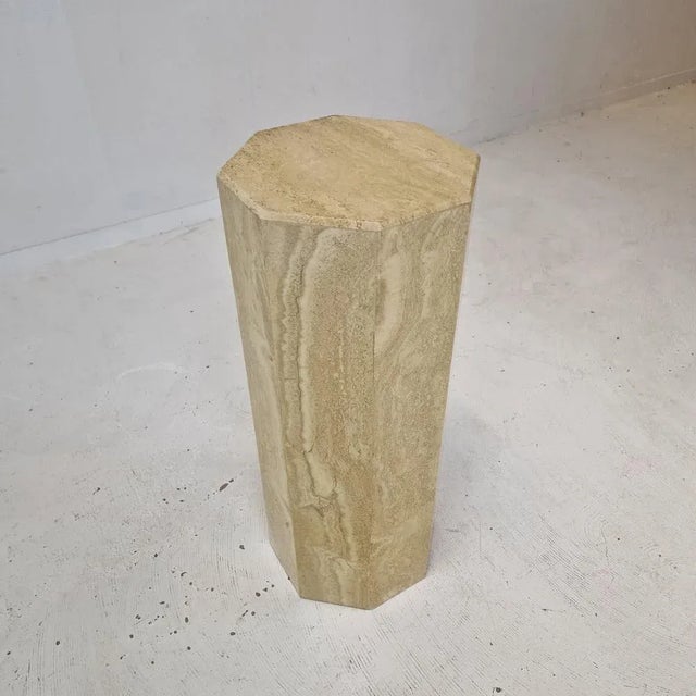 Italian Travertine Side Table or Pedestal, 1980s For Sale - Image 4 of 12