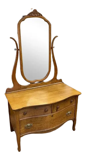 Vintage Tiger Oak Mirrored Vanity with Rotating Mirror
