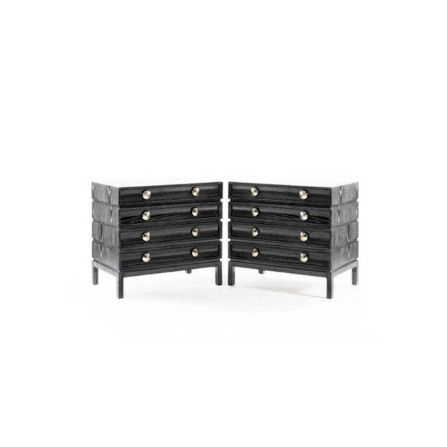 Stamford Modern's Stacked Bedside Tables in Black Ceruse - a Pair For Sale - Image 4 of 9