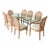Vintage French Faux Bois and Cane Dining Chairs and Glass Table (6 Chairs & 2 Chairs With Arms) For Sale