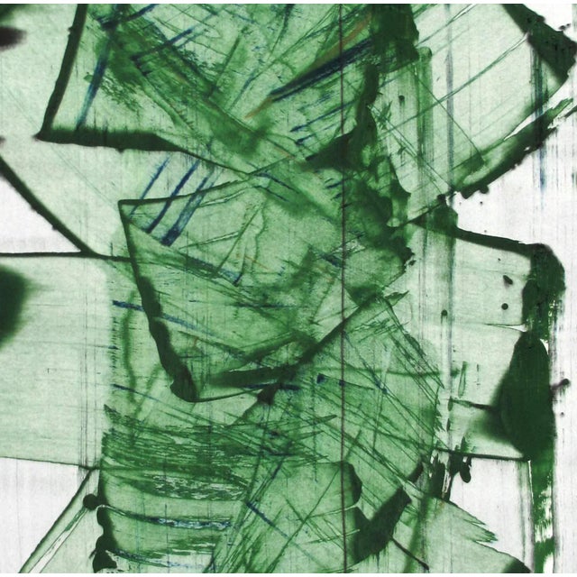 Contemporary Abstract Acrylic on Hahnemühle Paper Painting "Mad Green 10" by Emma Godebska For Sale - Image 4 of 4
