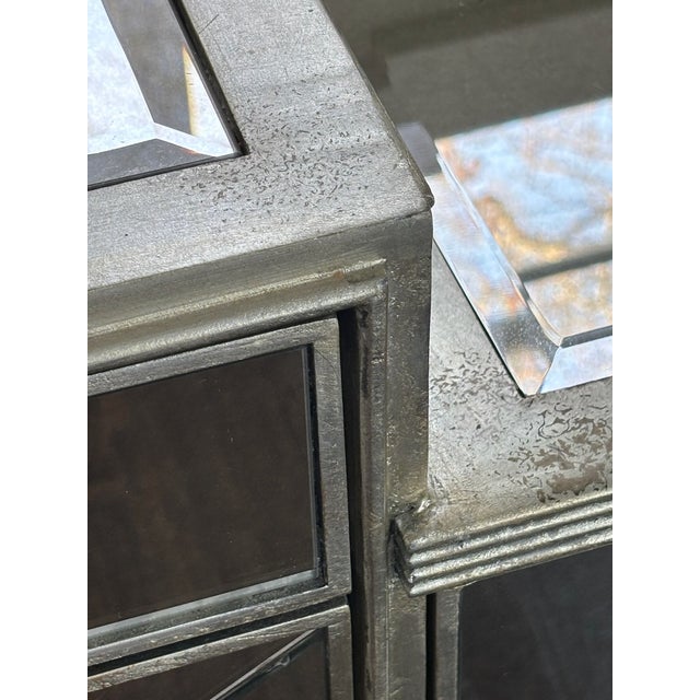 Mirrored Vanity Desk With Antiqued Glass and Brass Hardware For Sale In New York - Image 6 of 7