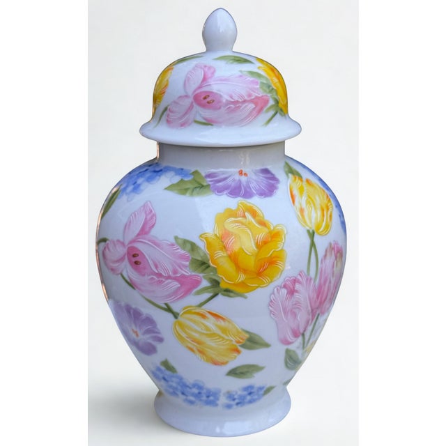 Vintage Made in Japan Floral Motif Ginger Jar For Sale - Image 4 of 8