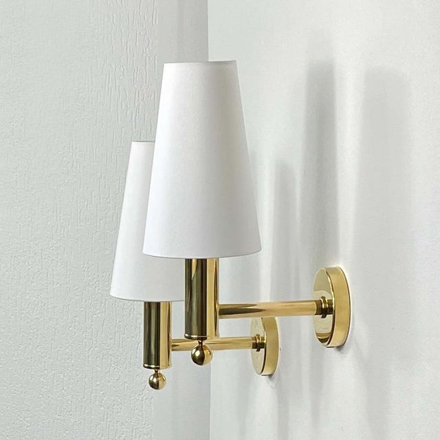 Mid-Century Brass V18 Wall Lights attributed to Eje Ahlgren for Bergboms, Sweden, 1960s, Set of 2 For Sale - Image 10 of 18