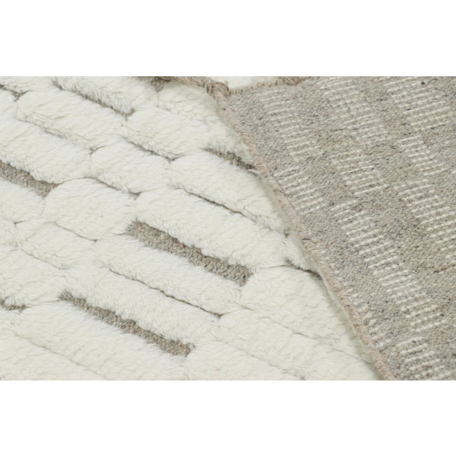 Textile Rug & Kilim’s Contemporary Rug in White with High-Low Geometric Patterns - 12x16 For Sale - Image 7 of 7