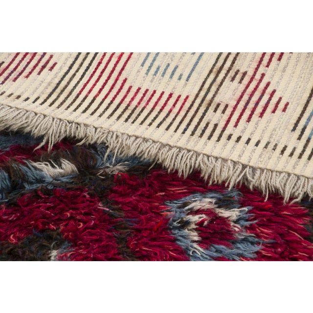 Textile Vintage Swedish Rya Wool Rug in Red & Ivory by Rug & Kilim, 1950-1959 For Sale - Image 7 of 9