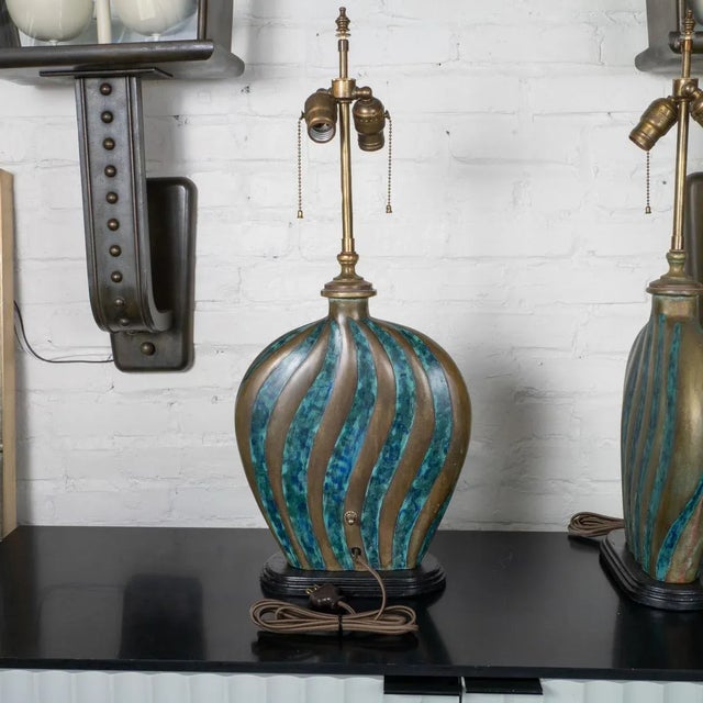 Wood Rare Bronze Table Lamps by Pepe Mendoza - a Pair For Sale - Image 7 of 12