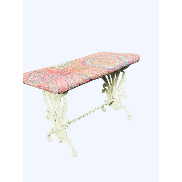 1950s Vintage Art Deco Style Cast Iron Bench For Sale - Image 5 of 7