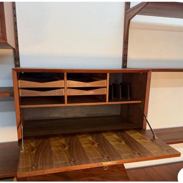 Mid 20th Century Refinished Danish Modern Poul Cadovius Cado Wall Unit W Dropleaf Desk For Sale - Image 5 of 14