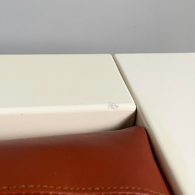 Brown Italian White Wood and Brown Leather Sofa by Massimo and Lella Vignelli for Poltronova, 1980s For Sale - Image 8 of 18