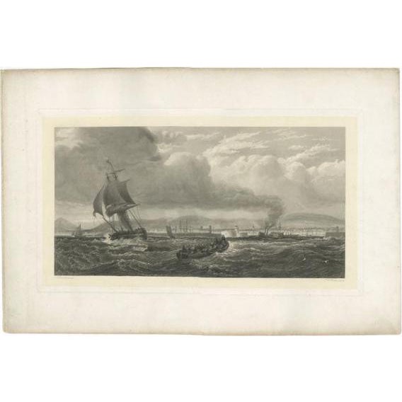 Ships in the View of a Harbour, 1860, Paper For Sale