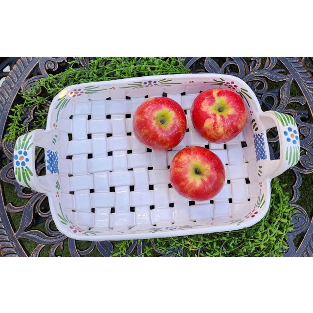 Late 20th Century Portugal Ceramic Basket Weave Tray For Sale - Image 13 of 13