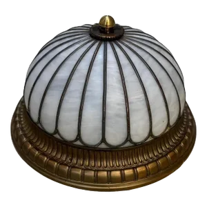1920 Small Leaded Glass Lights Fixture Flush Mount