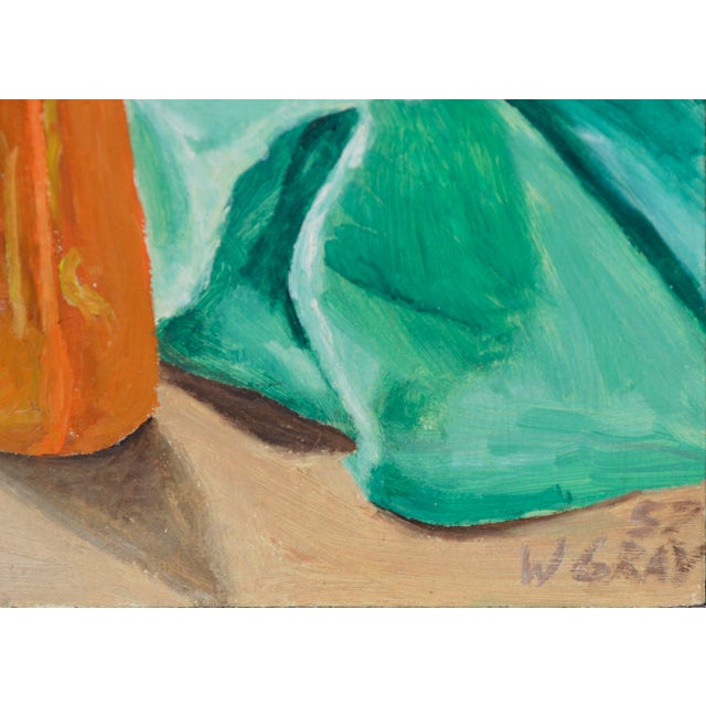 Mid Century Still-Life With Green Drape by W. Gray For Sale - Image 4 of 4