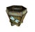 Traditional Vintage Hexagonal Verdigris Metal Cachepot With Butterfly and Dragonfly Motif For Sale - Image 3 of 12
