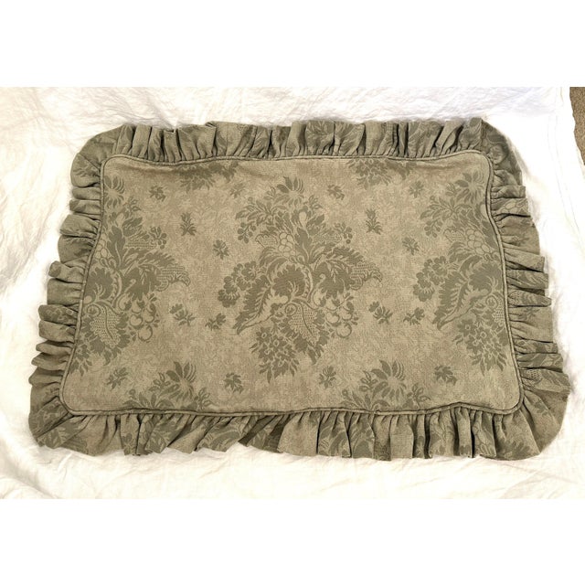 Vintage pair of Thick brocade Ruffle Trimmed Pillow Shams, perfect for an add of color or accent color. No tag inside...