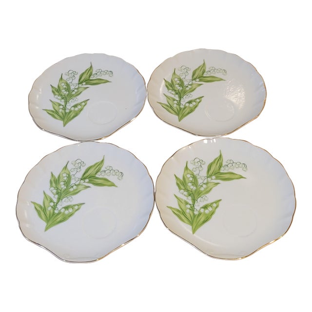 Vintage Lily of the Valley Porcelain Saucers - Set of 4 For Sale
