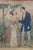 Antique French Hand Colored Lithograph 'Le Cadeau' Romance Courting Scene Framed For Sale - Image 4 of 11